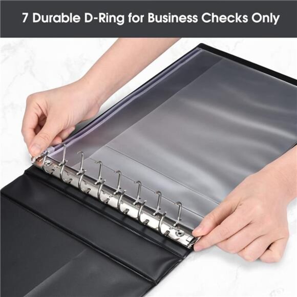 7 Ring Business Check Book Binder, 600 Checks Capacity for 9" x 13" Sheets, PU - Picture 5 of 8